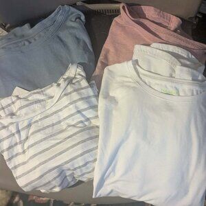 FOUR Long Comfy Casual Tops- MED/LARGE (White, Blue, Pink, White/Grey Striped)
